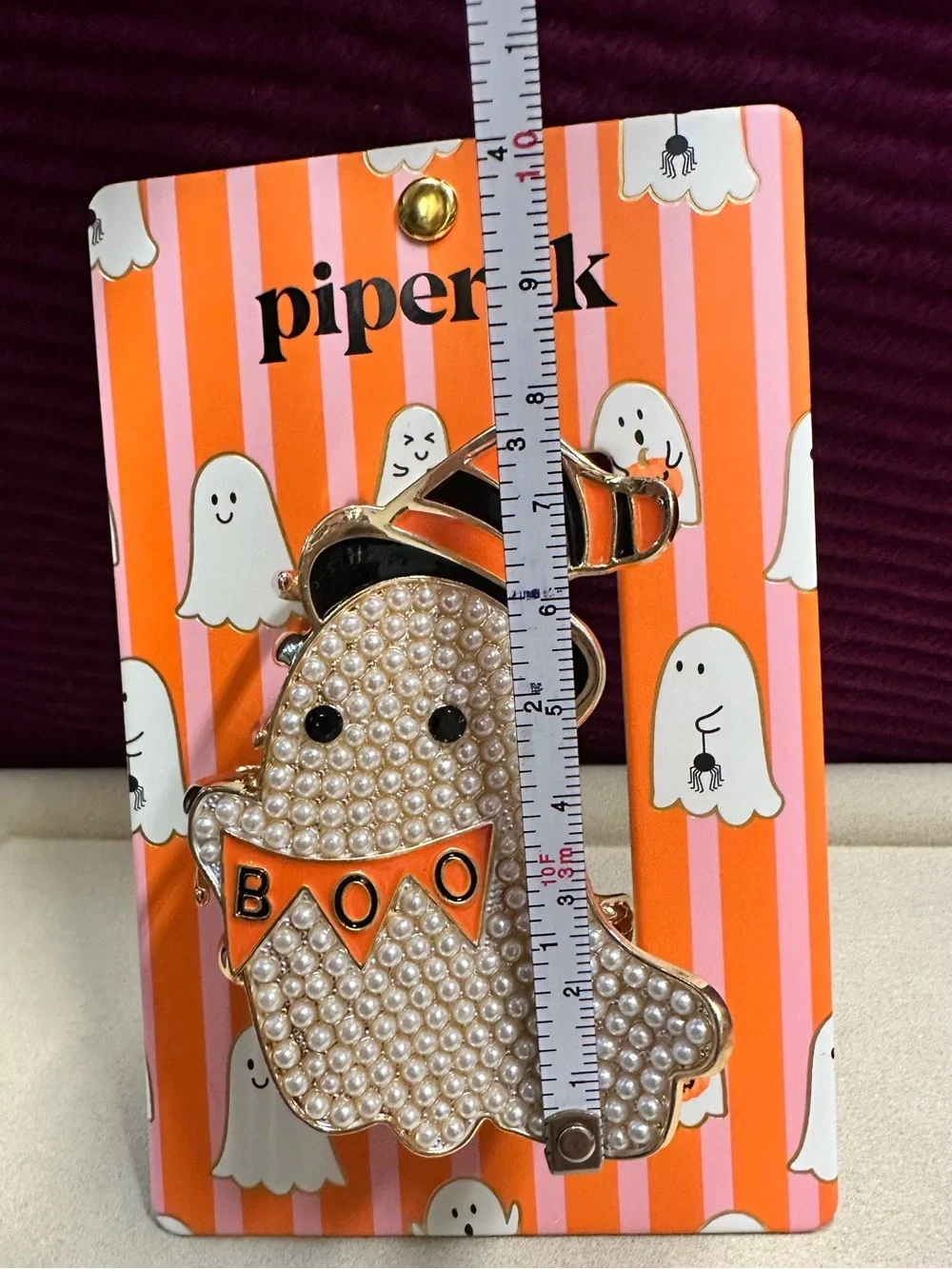 Piper.k Halloween Cat & Ghost Enamel Hair Claw Clip with Skeleton Crystal Clips